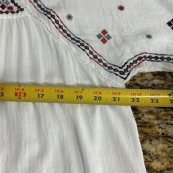 Knox Rose Ivory Color Floral Embroidered Flutter Sleeve Top Blouse Size M - Picture 7 of 8